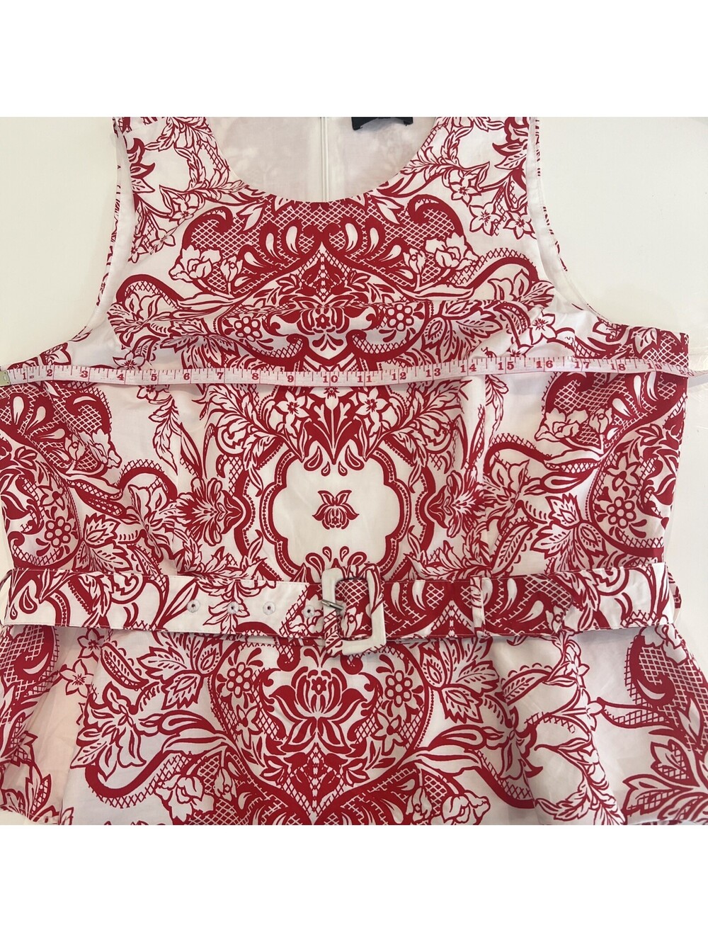 $179 Ted Baker Belted Peplum Top Cotton Poplin Ted/White Size 12 - Picture 3 of 14